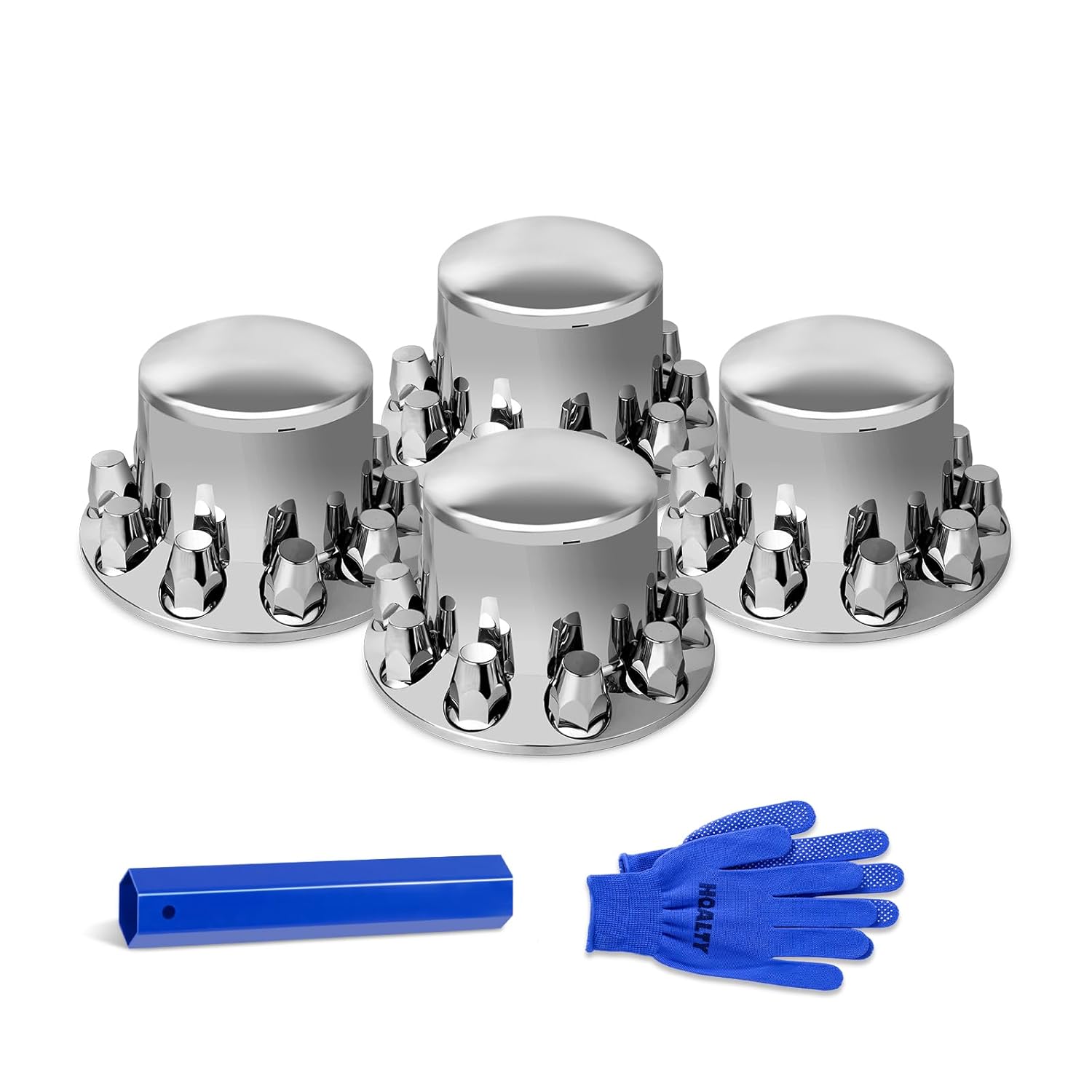 Chrome Dome 4 Rear Axle Cover Kit for Semi Truck Wheels