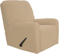 Recliner Slipcover Small Checks Sand - Stretch 4-Piece Sofa Cover