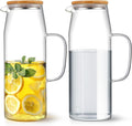 Glass Pitcher with Lid 2L (Set of 2) - Durable Borosilicate Carafes