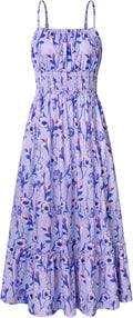 GRACE KARIN Womens Smocked Floral Maxi Dress with Pockets