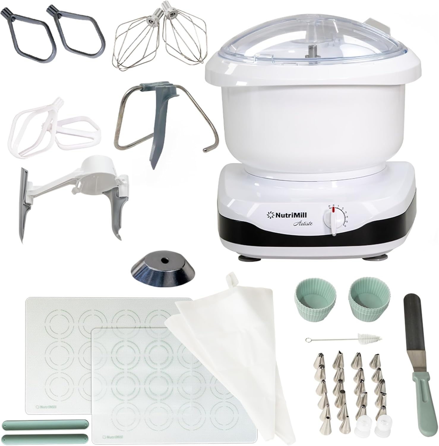 NutriMill Artiste Kitchen Stand Mixer with Baker's Bundle Accessory