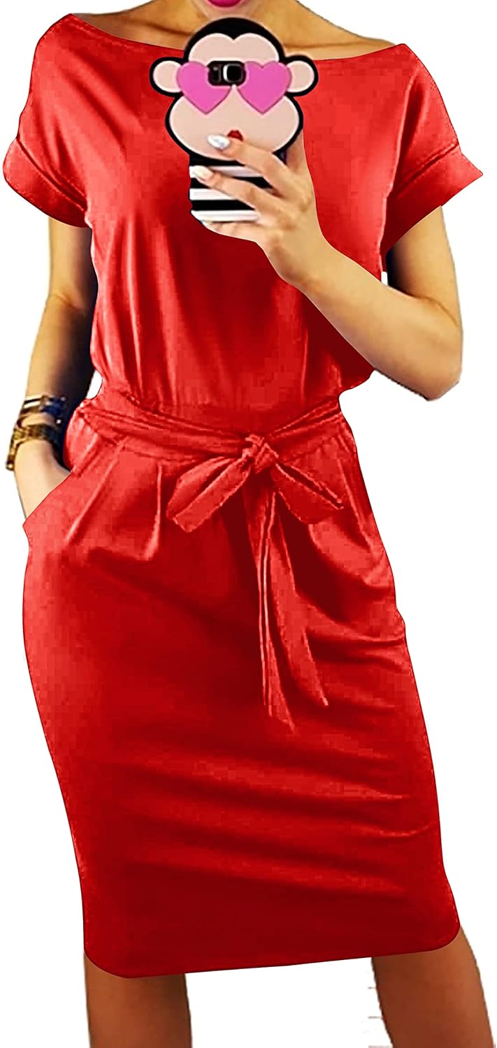 PRETTYGARDEN Women's Summer Short Sleeve Crewneck Dress