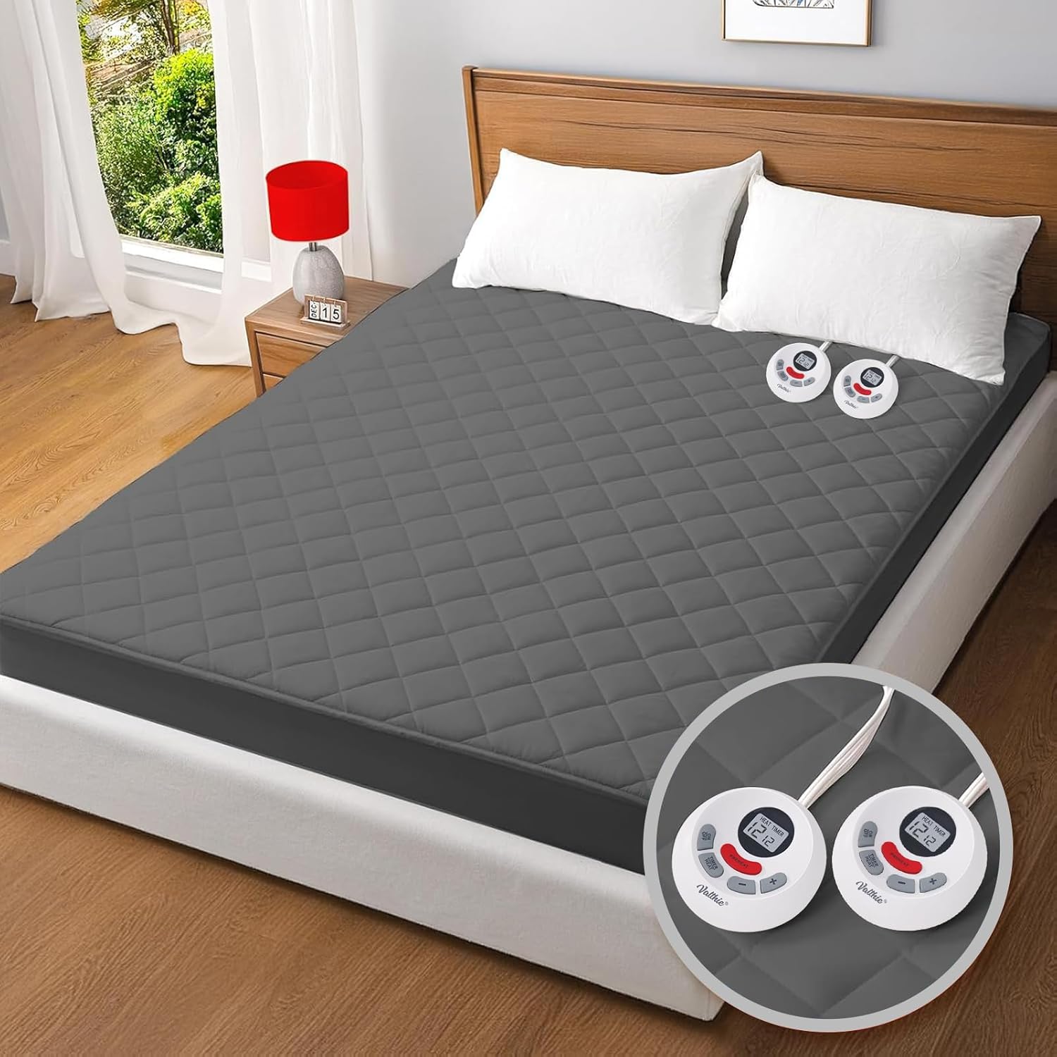 Heated Mattress Pad California King with Dual Controllers