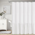 Extra Long Linen Shower Curtain 72x96 in - Shabby Chic Ruffle Hem