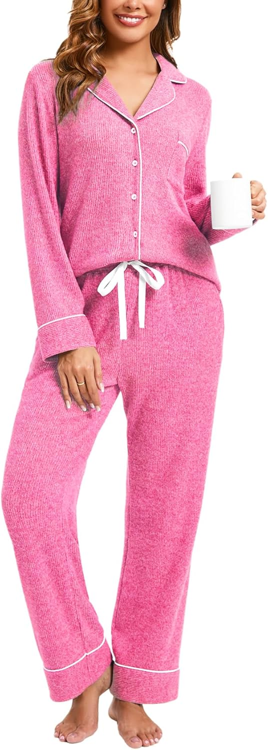 Women's Pajama Sets Long Sleeve Soft Knit Sleepwear Pjs