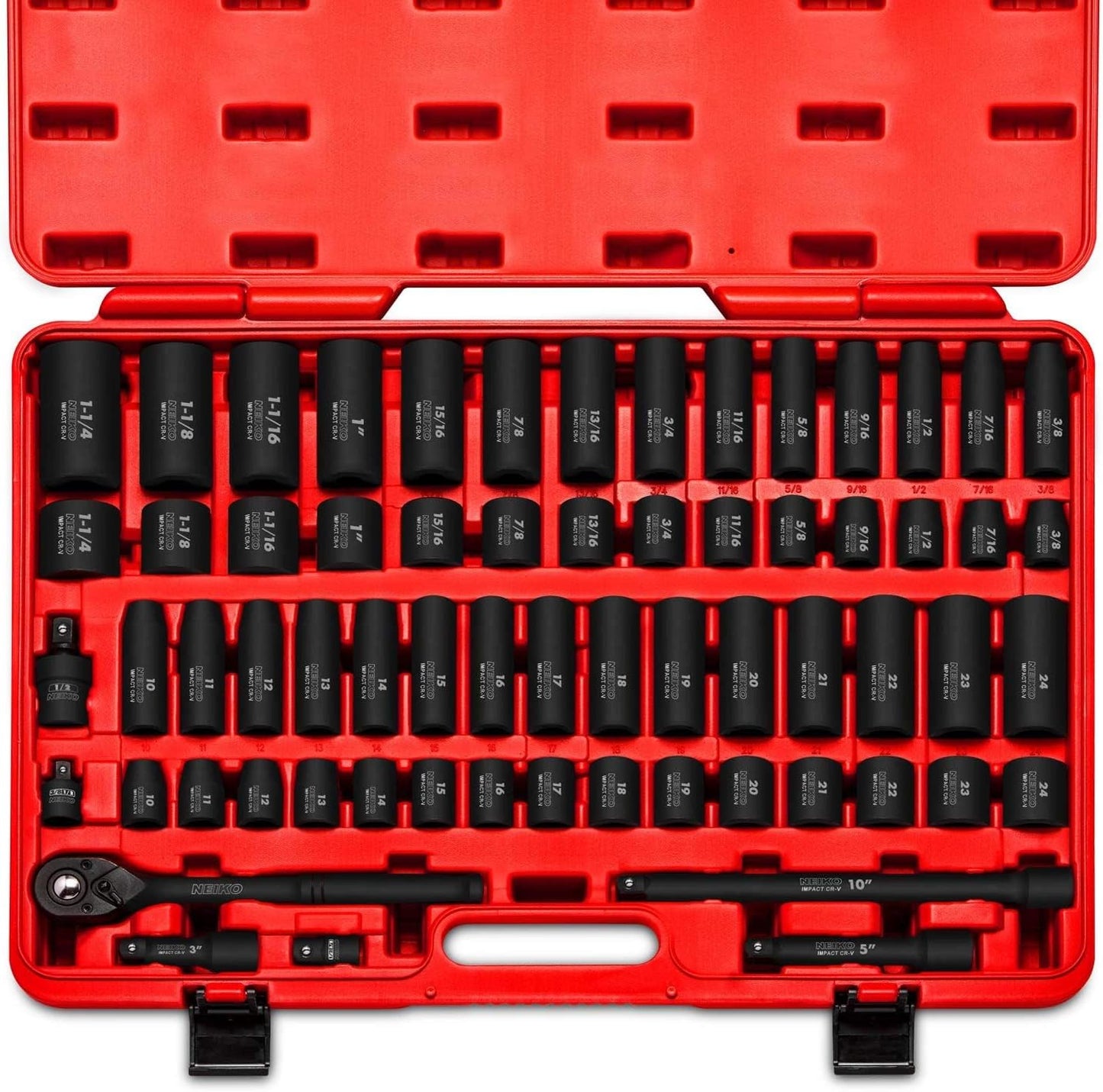 NEIKO 02448A 1/2 Drive Master Impact Socket Set - 65 Piece Kit