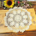 Polkar Cotton Handmade Crochet Lace Tablecloth 16 in Round - Rustic