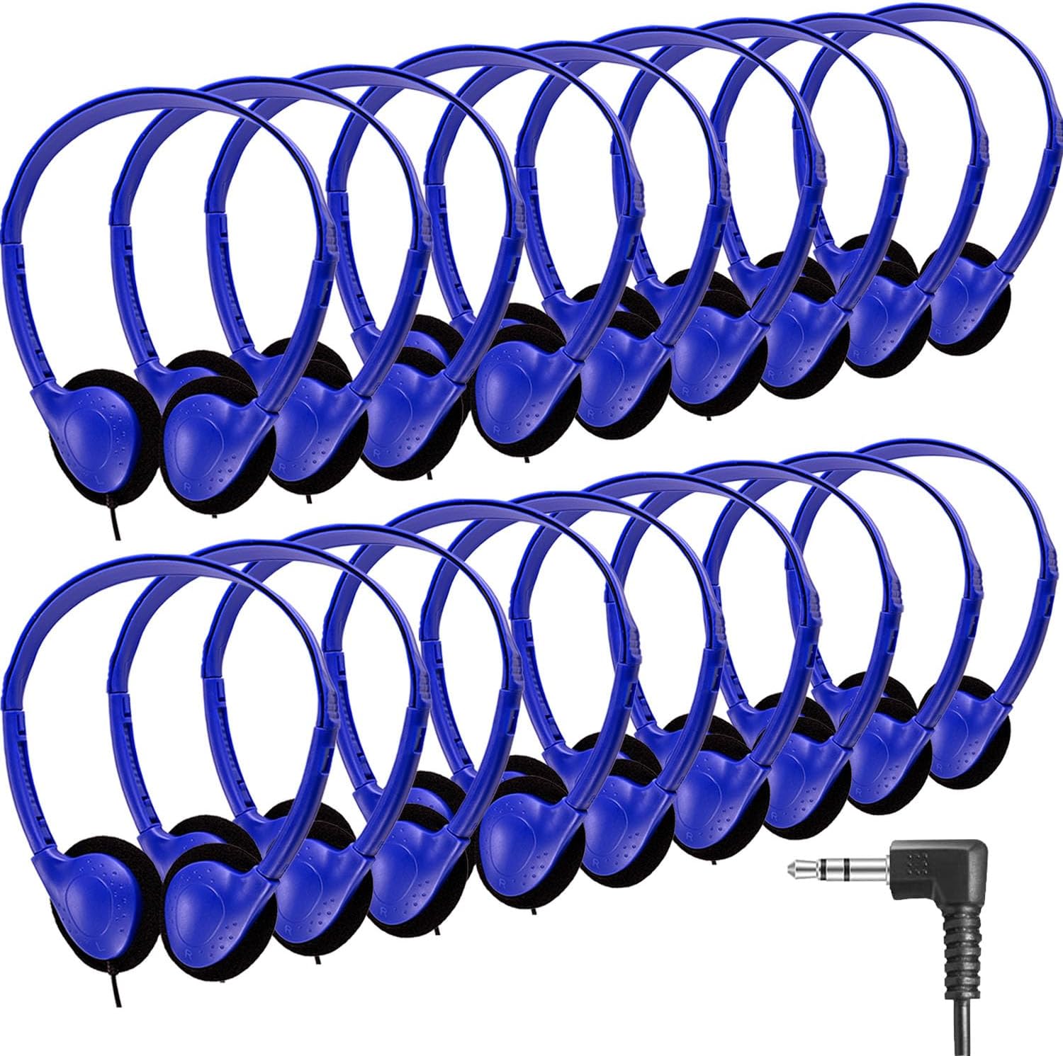 Bulk Classroom Headphones for Kids - 25 Pack Dark Blue Set