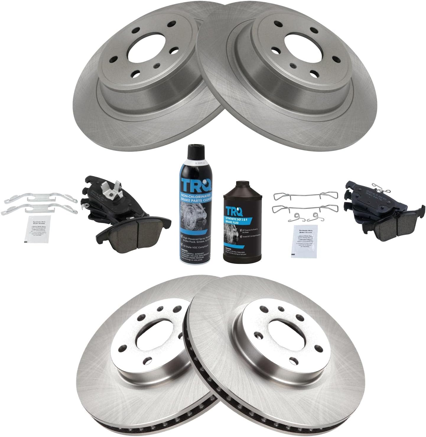 TRQ Front and Rear Brake Pad & Rotor Kit for Ford Fusion