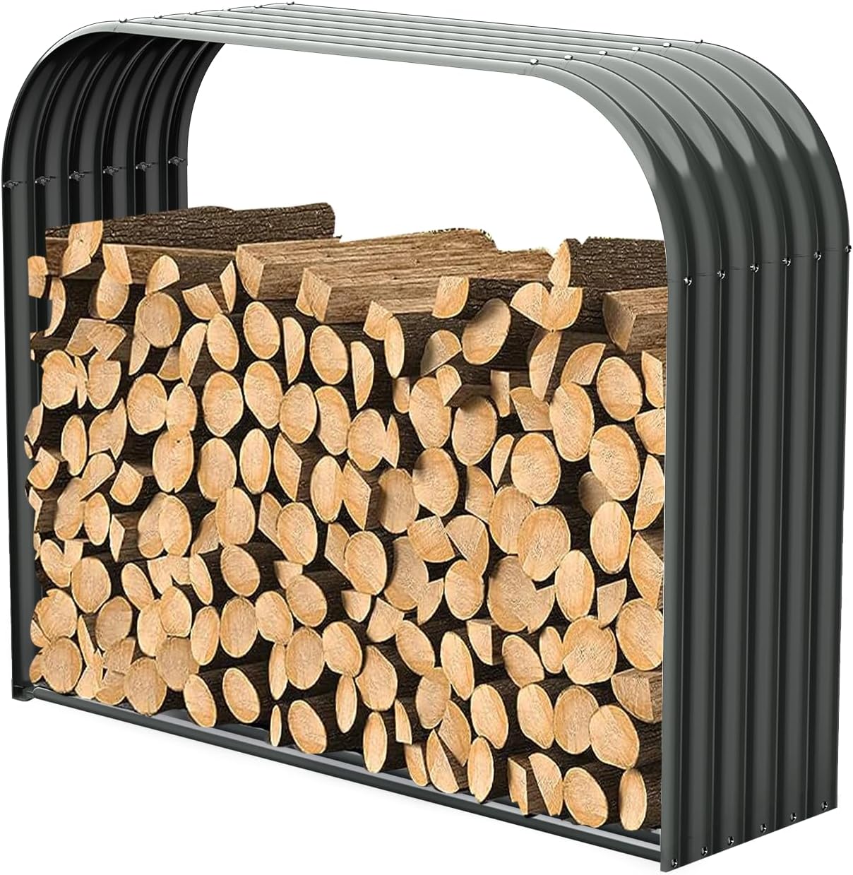 Galvanized Steel Firewood Storage Shed for Outdoor Use