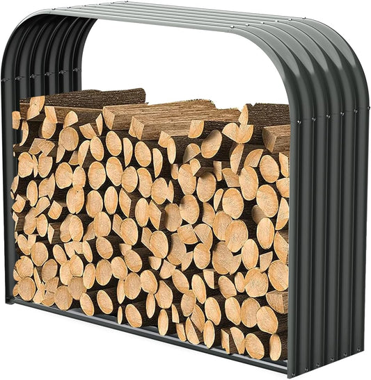 Galvanized Steel Firewood Storage Shed for Outdoor Use