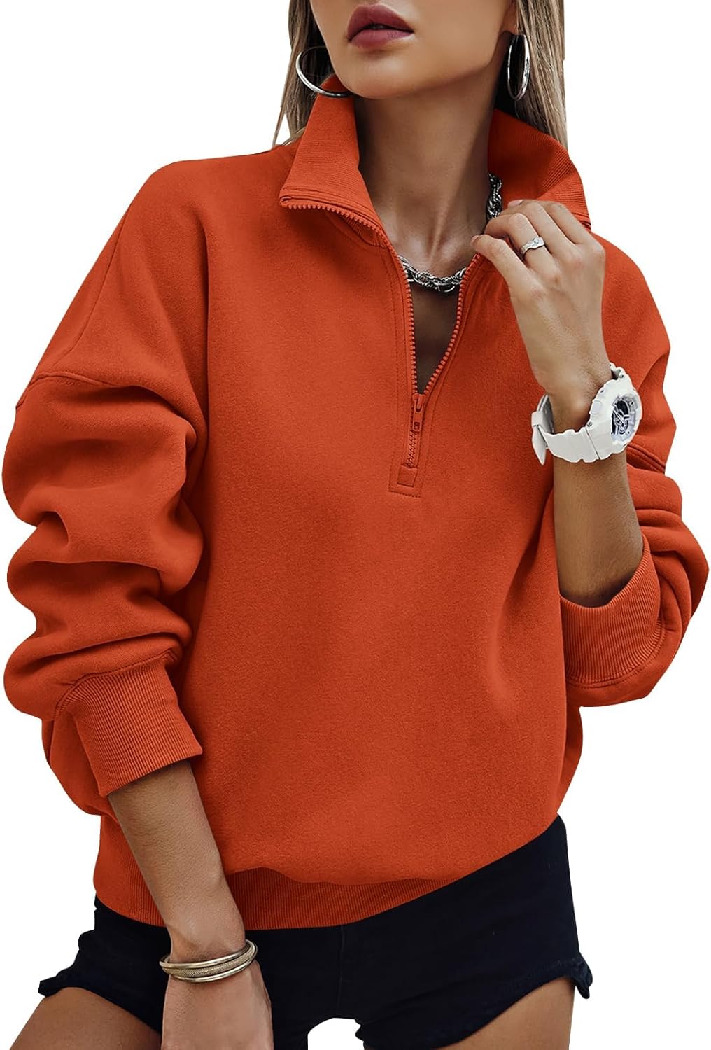 PRETTYGARDEN Womens Half Zip Oversized Sweatshirts for Fall