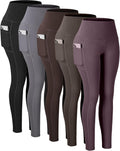 CHRLEISURE Leggings with Pockets for Women - High Waisted Tummy worn