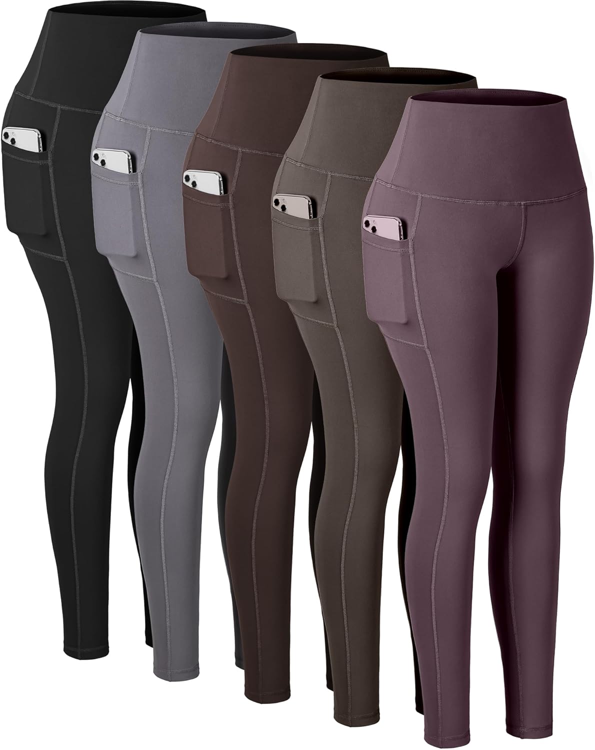 CHRLEISURE High Waisted Tummy Control Leggings with Pockets
