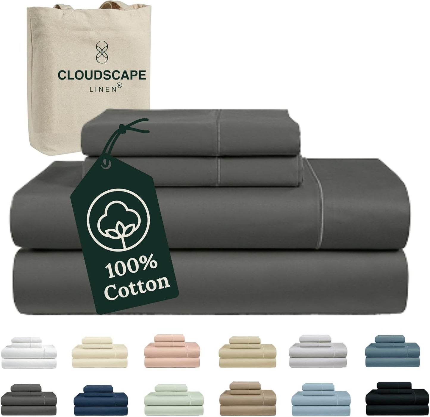 Cloud Scape Linen 100% Egyptian Cotton California King Sheet Set