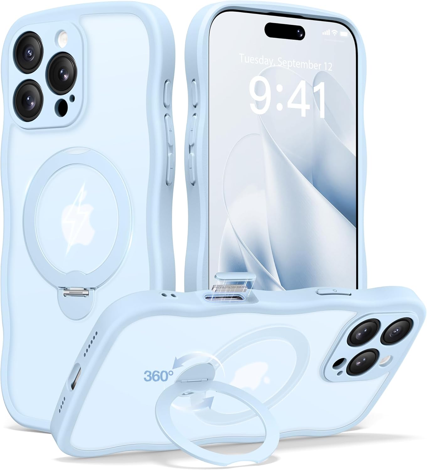 iPhone 16 Pro Case with 360 Spin Magnetic Stand for Women