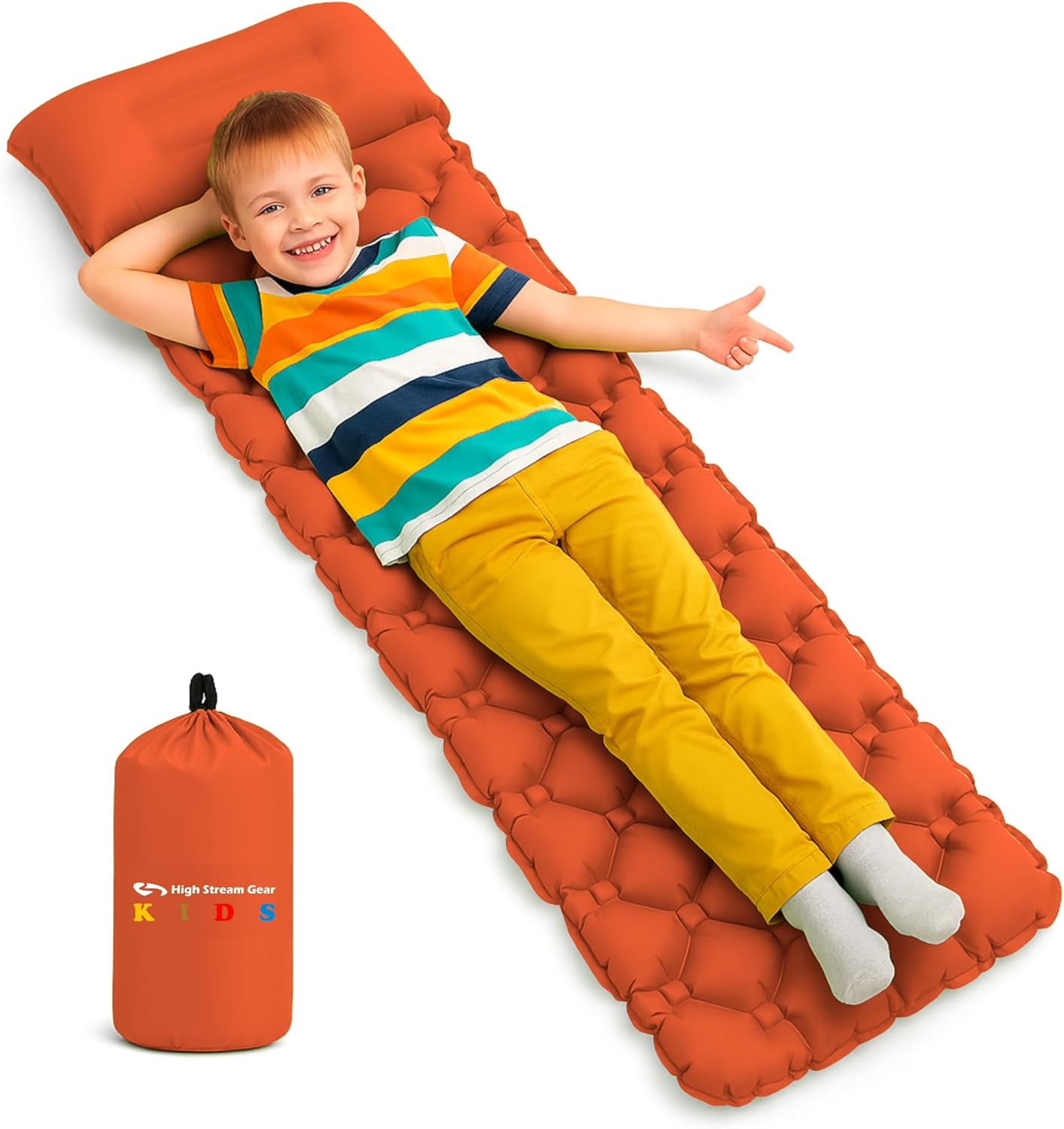 Kids Sleeping Pad for Camping with Pillow - Inflatable Mattress
