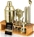 Cocktail Shaker Set Bartender Kit with Stand - Complete 15-Piece Set
