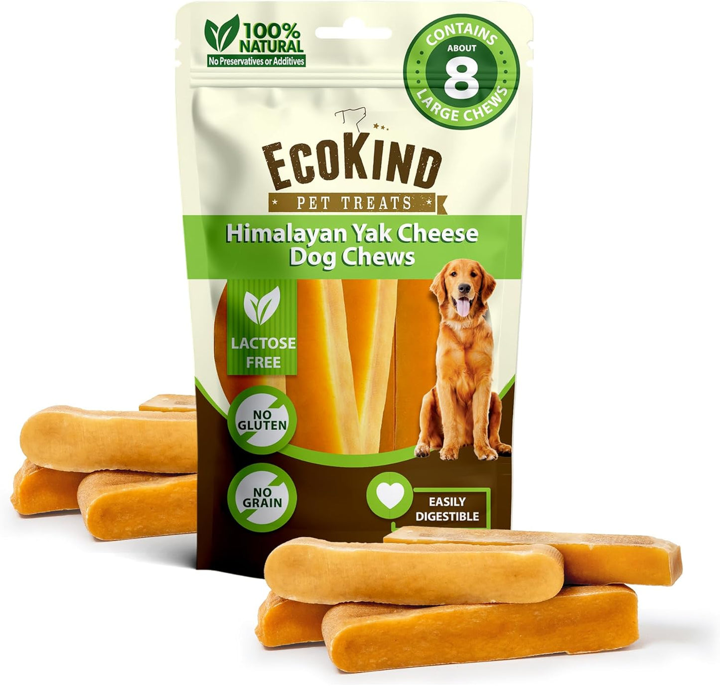 EcoKind Premium Gold Yak Cheese Dog Chews for Large Breeds