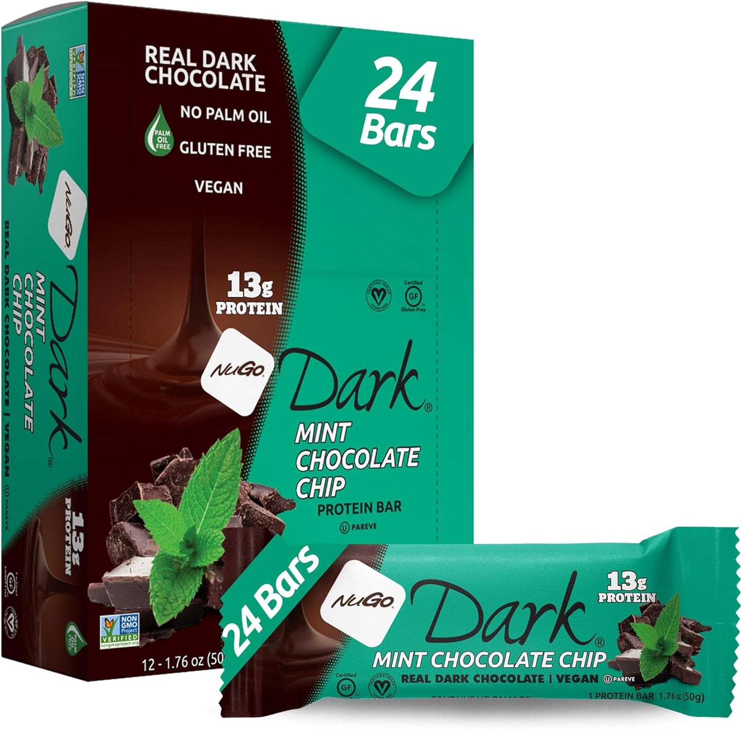 NuGo Dark Mint Chocolate Chip Protein Bar - Vegan & Gluten Free
