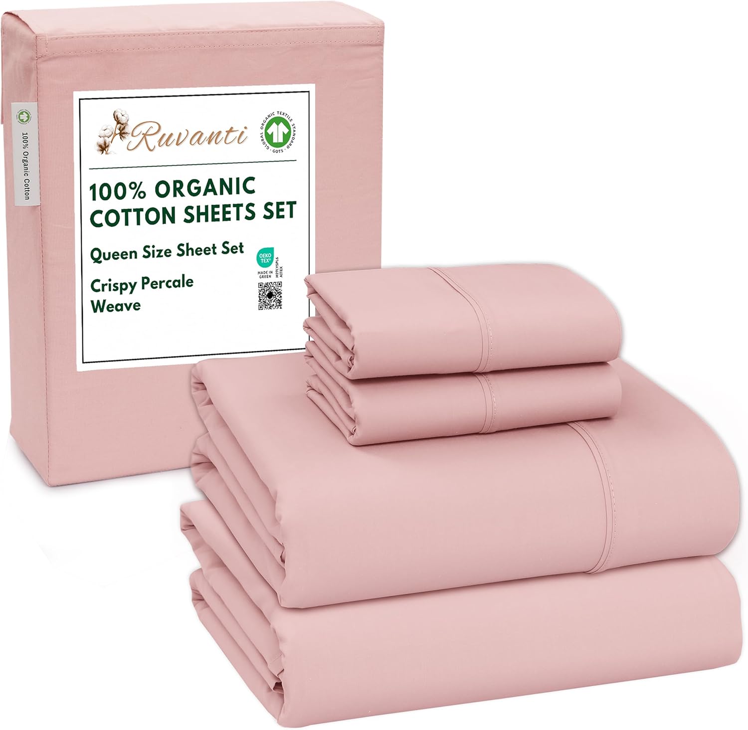 100% Organic Cotton Queen Size Sheets with Deep Pocket Fit