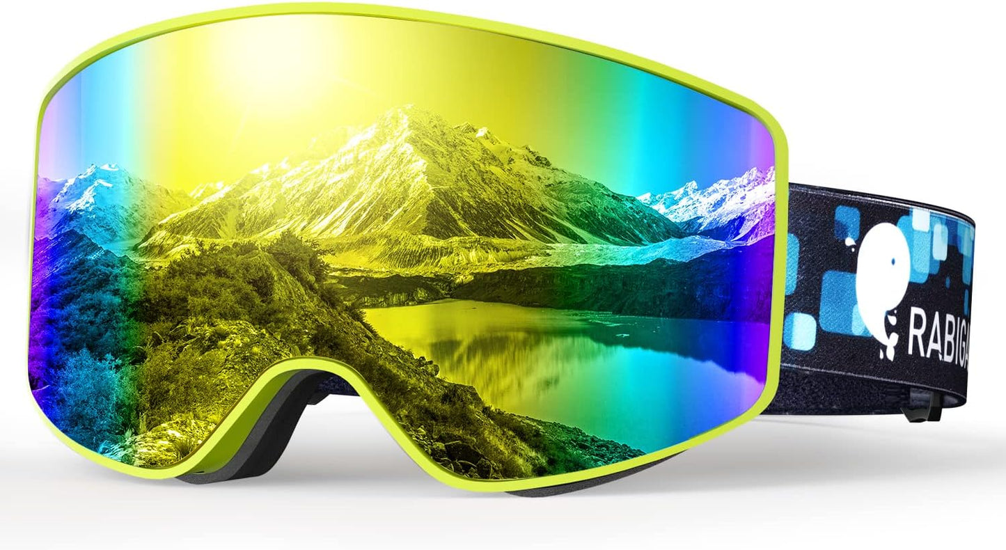 RABIGALA Frameless Anti-Fog Ski Goggles OTG - See Clearly on the Slopes!