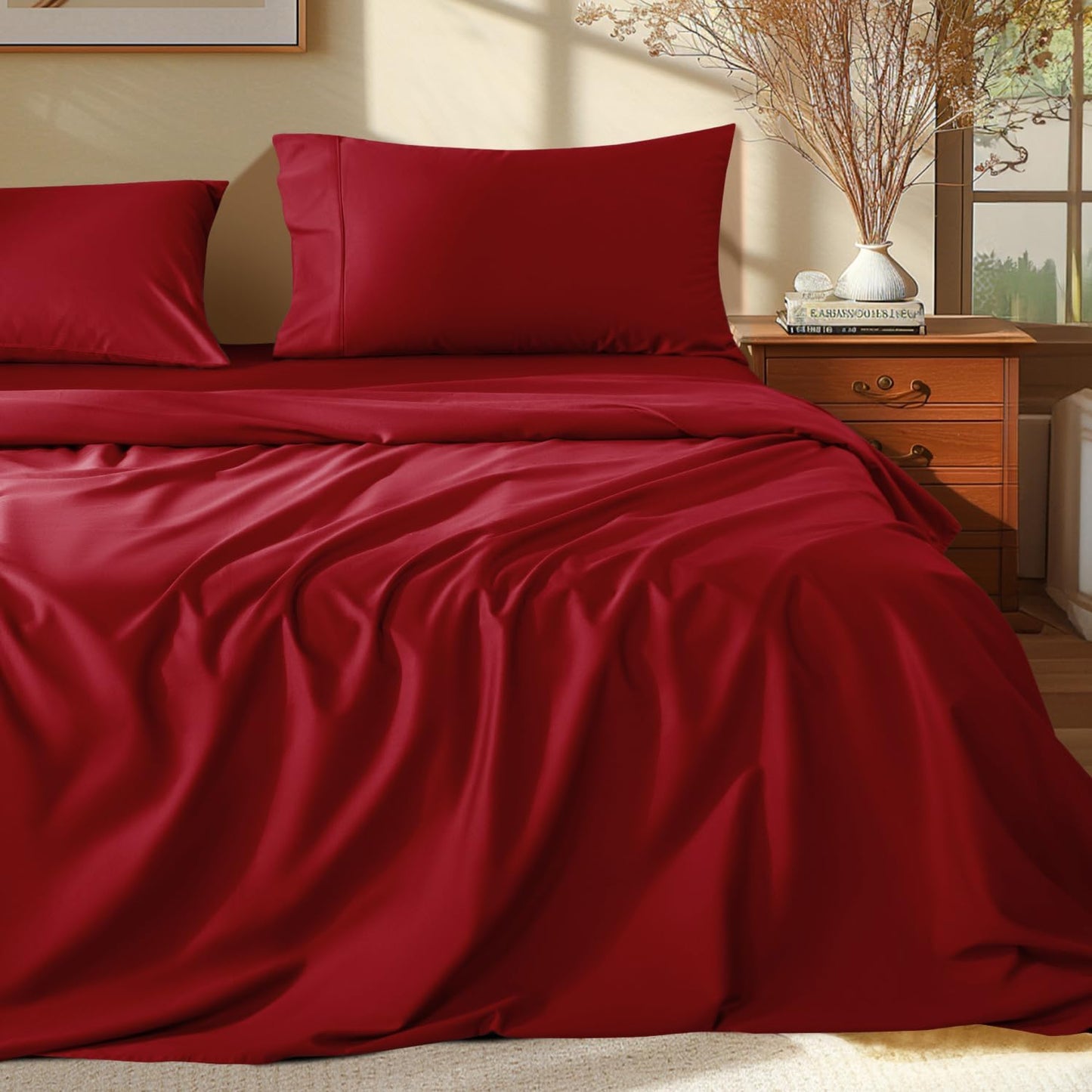 100% Egyptian Cotton Queen Size Sheets Set for Ultimate Comfort