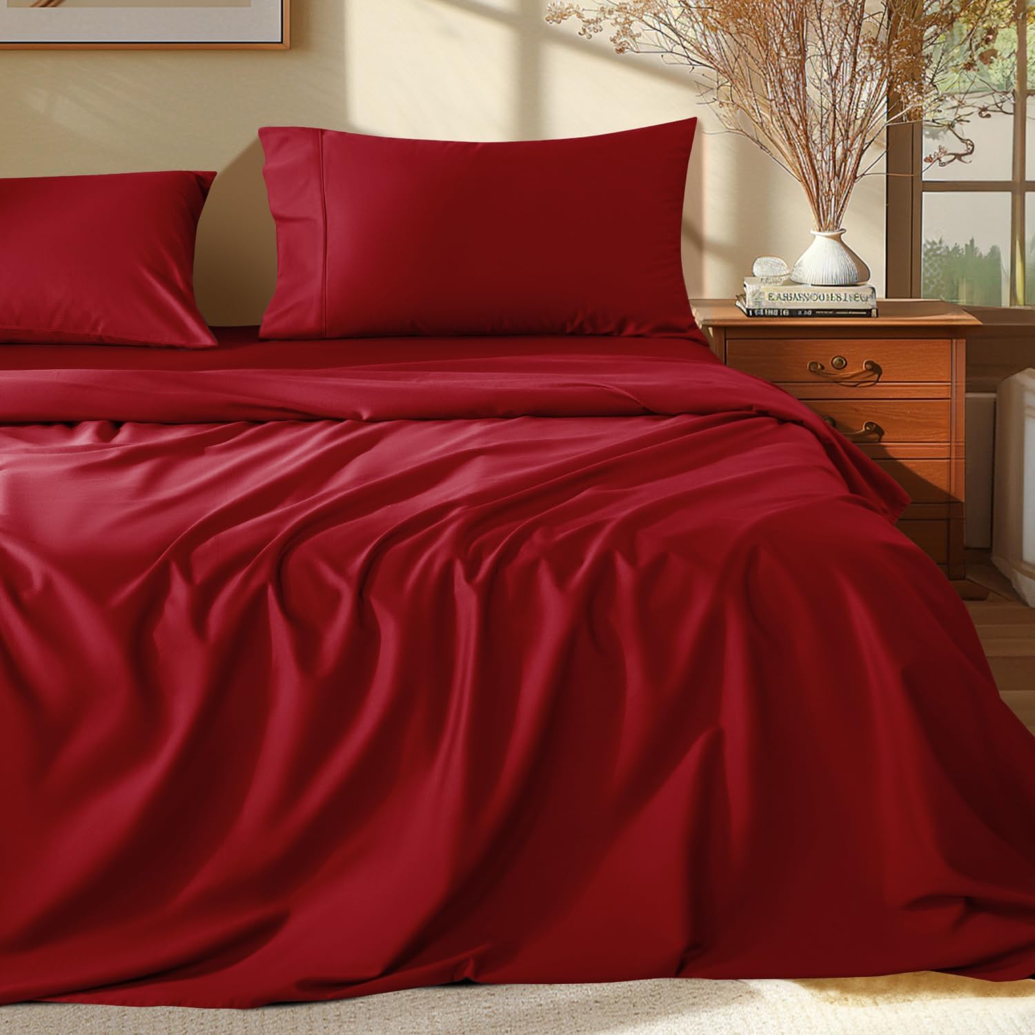 100% Egyptian Cotton Queen Size Sheets Set for Ultimate Comfort