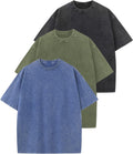Oversized T Shirts Men 3 Pack - Vintage Washed Loose Fit