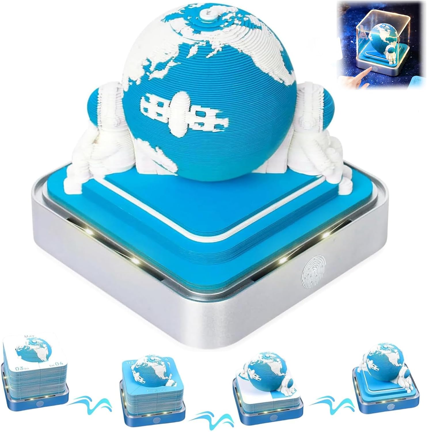 3D Calendar 2026 Desk Time Piece with LED Lights for Home Decor