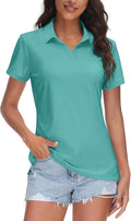 TACVASEN Women's V-Neck Polo Shirt - UPF 50+ Sun Protection during