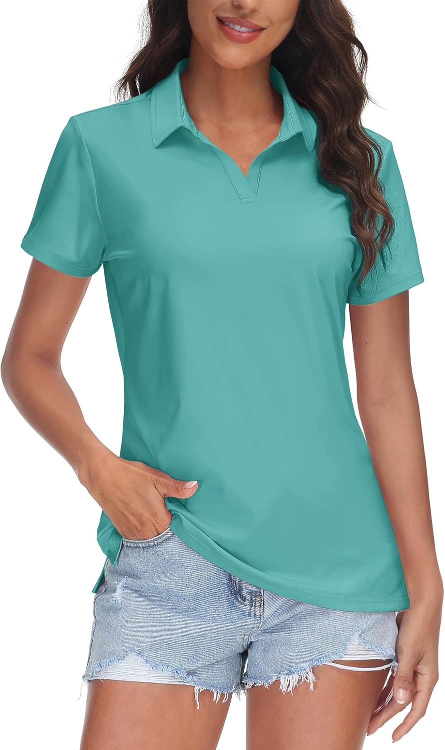 TACVASEN Women's V-Neck Polo Shirts for Sun Protection & Style