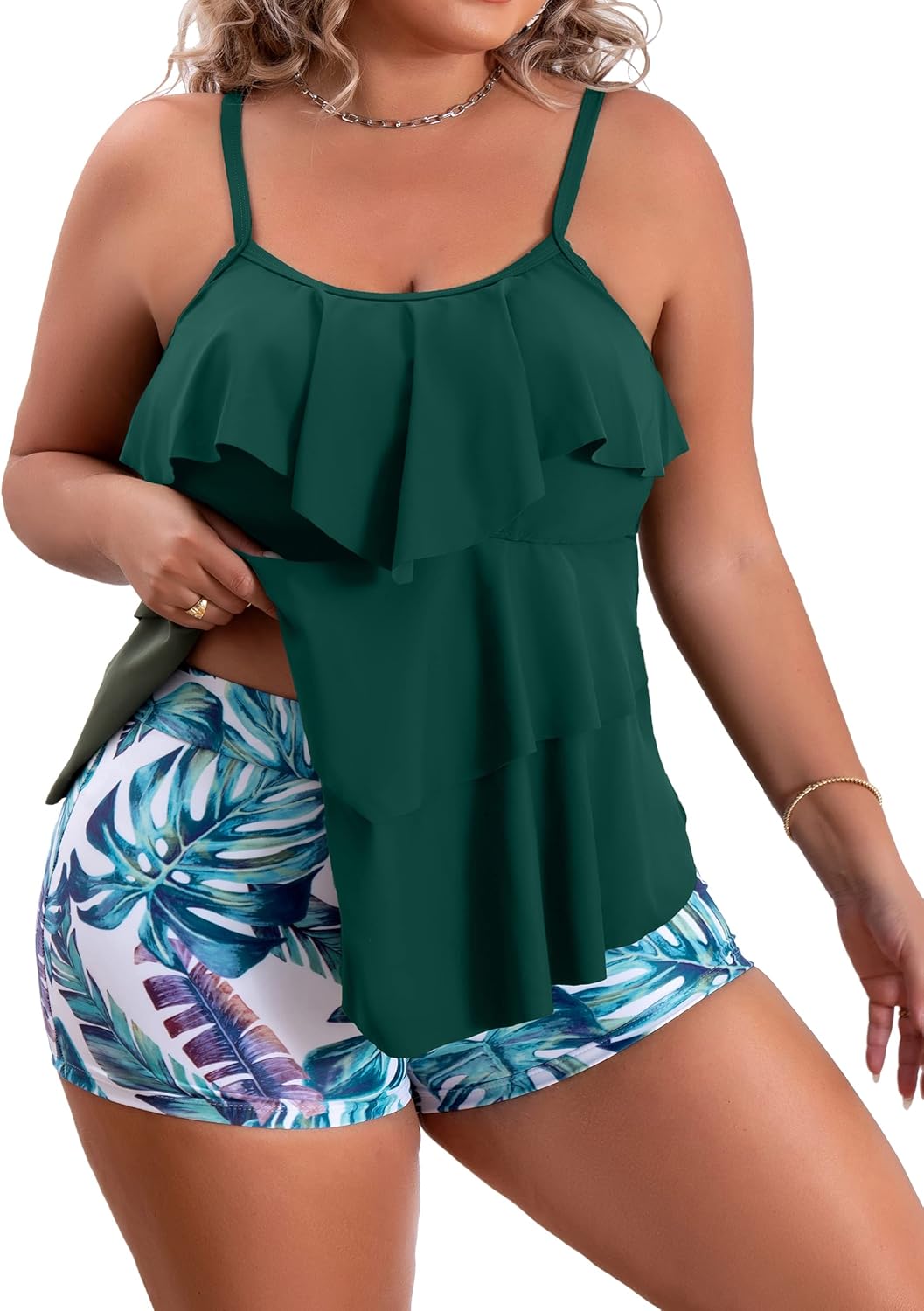 Plus Size Tankini Swimsuits with Tummy Control and Shorts