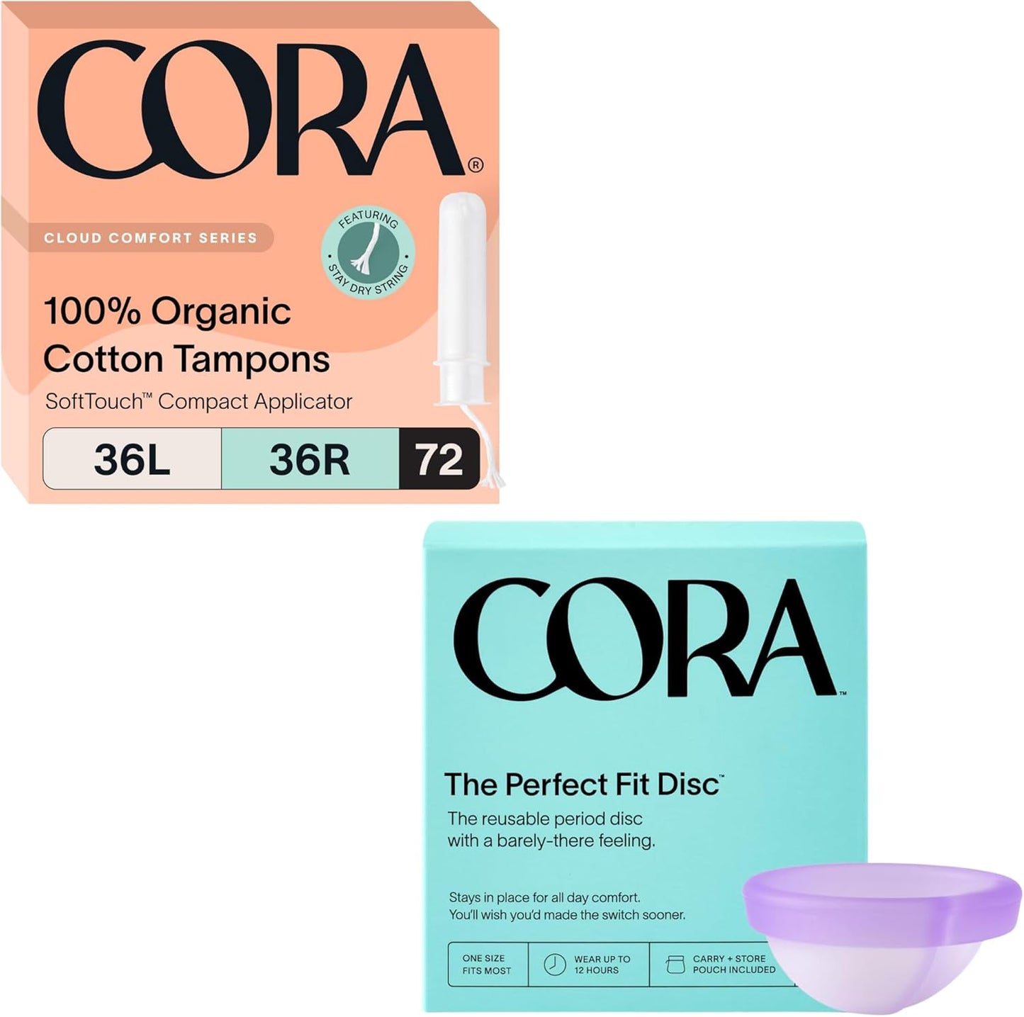 Eco-Friendly Menstrual Bundle: Cora Tampons & Disc