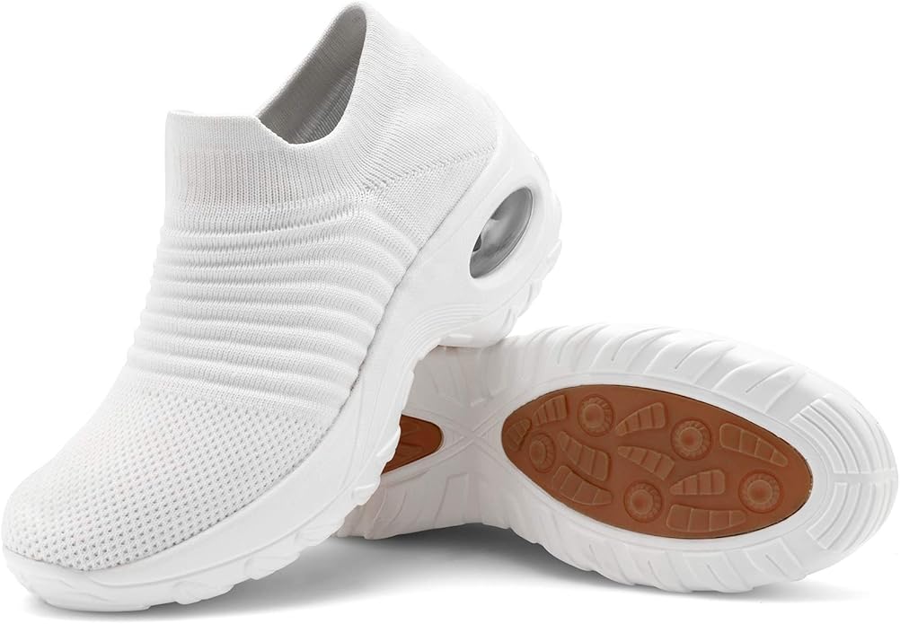 Women's Walking Shoes Slip on Mesh Air Cushion Comfortable Wedge