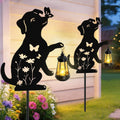 Solar Lights Outdoor - 2 Pack Metal Dog Lanterns for Garden