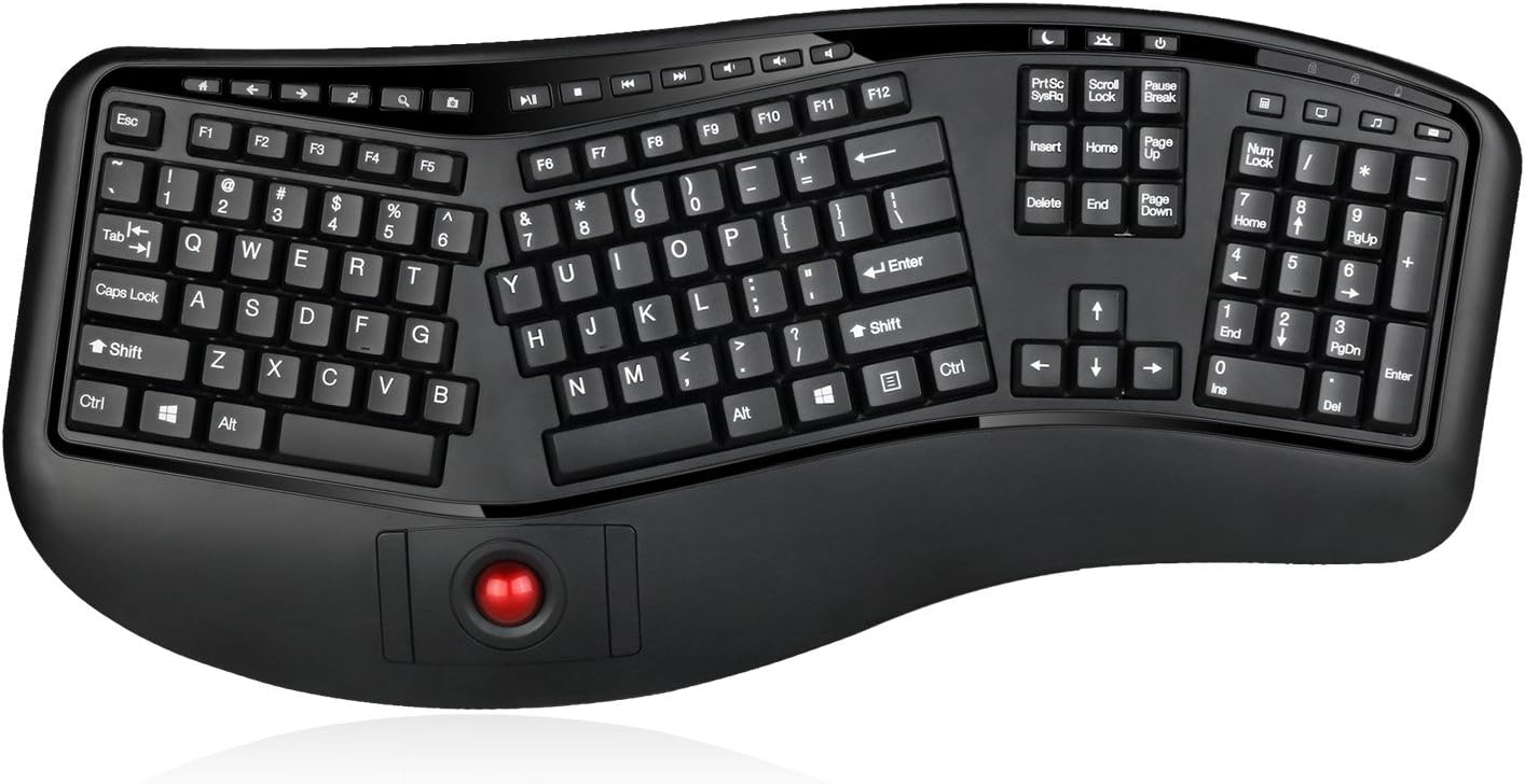 Adesso 2-in-1 Wireless Ergo Keyboard & Trackball - Ultimate Comfort
