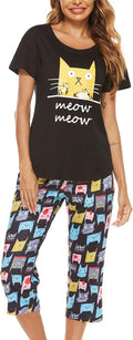 LOCUBE Women's Pajama Sets Soft Comfy PJ Set Short Sleeve and Capri