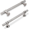 10 Pack 5 in Cabinet Pulls Brushed Satin Nickel - Solid Knurled