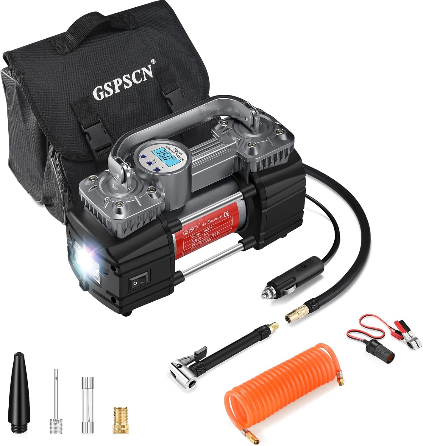 150Psi Auto Tire Inflator w/ Auto Shut-Off & LED Light