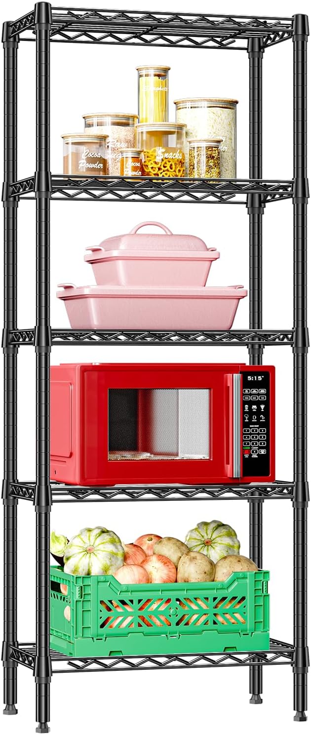 5 Tier Steel Storage Shelves for Kitchen and Office Organization