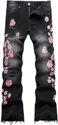Baylvn Men's Straight Slim Fit Patchwork Jeans - Trendy Comfort cotton