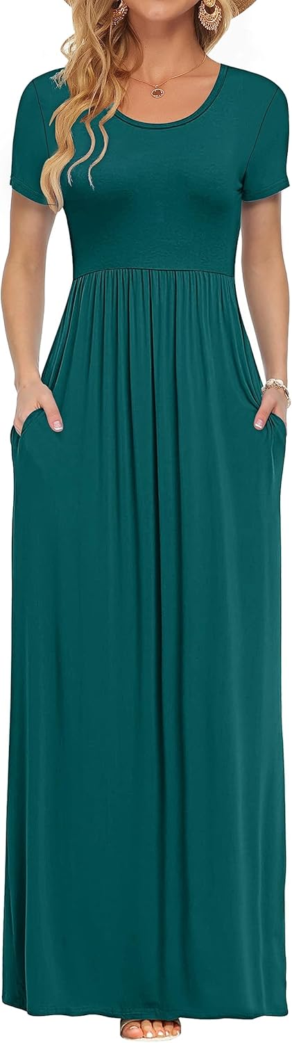 AUSELILY Women's Short Sleeve Casual Maxi Dresses for 2025