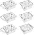6 Pack 1/2 Size 6in Deep Clear Food Pans with Lids - Durable Storage