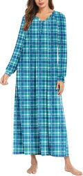 Ekouaer Nightgown Long Sleeve V Neck Full Length Nightshirt