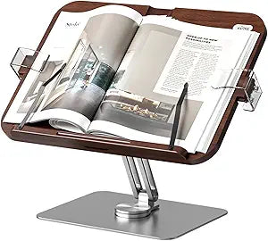 Adjustable Heavy Book Stand with 360 Rotating Base for Reading