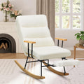 COLAMY Glider Rocker Chair: Retractable Footrest, Adjustable Backrest, Teddy Upholstered-Beige