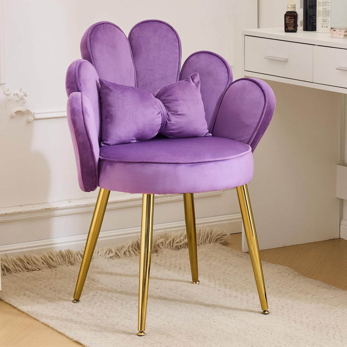 VINGLI Petal Makeup Vanity Chair with Back for Stylish Comfort