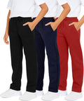 Boys Tech Fleece Sweatpants 3 Pack - Soft Warm Open Bottom