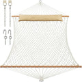 Double Rope Hammock with Hardwood Spreader Bar - Natural 450lb